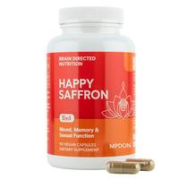90 Capsules Happy Saffron- with Saffron Extract Curcumin & Zinc for Mental Focus & Rest Support Gluten Free happier you -dair...
