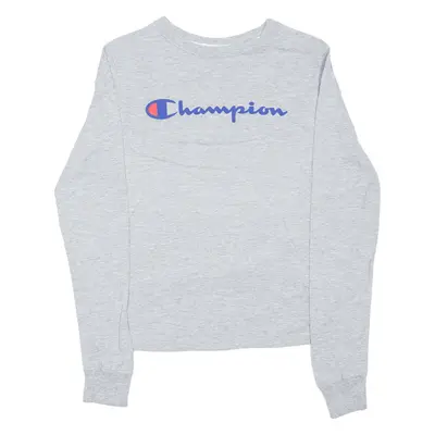 CHAMPION T-Shirt Grey Long Sleeve Mens XS