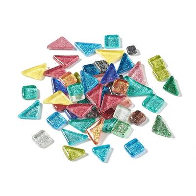 Mixed Shape with Glitter Powder Mosaic Tiles Glass Cabochons