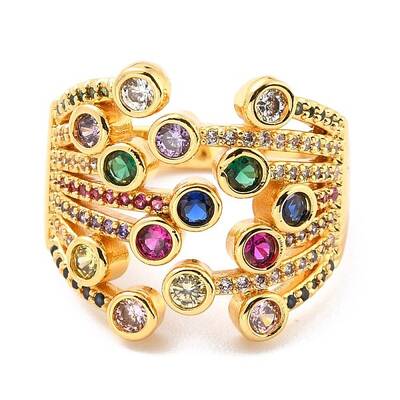 Brass Micro Pave Cubic Zirconia Finger Rings