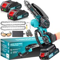 21V Cordless Mini Chainsaw 6-Inch - Compact Handheld Electric Chain Saw with 2 Batteries  Security Lock for Efficient Wood Cu...