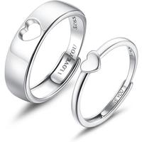 MILACOLATO Matching Rings for Couples 925 Sterling Silver Matching Heart Promise Rings I Love You Engagement Wedding Ring Set...