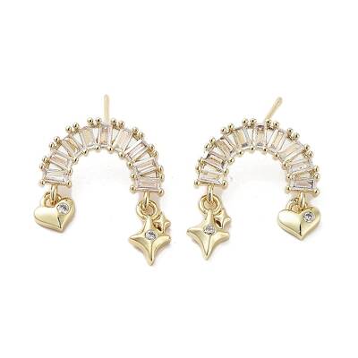 Rack Plating Brass Micro Pave Cubic Zirconia Stud Earring