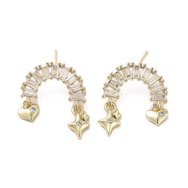 Rack Plating Brass Micro Pave Cubic Zirconia Stud Earring