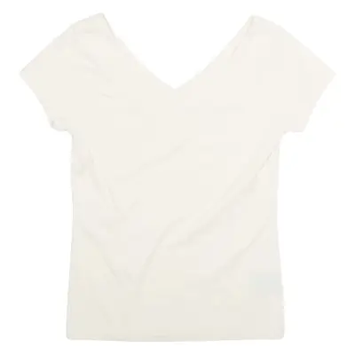 LAUREN RALPH LAUREN Womens Blouse Beige V-Neck M
