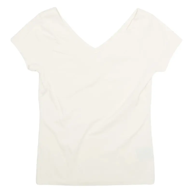 LAUREN RALPH LAUREN Womens Blouse Beige V-Neck M