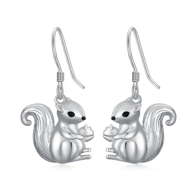 Sterling Silver Squirrel Drop Earrings