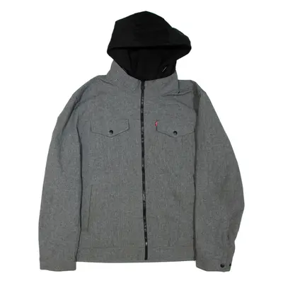 LEVI'S Mens Jacket Grey Hooded 2XL