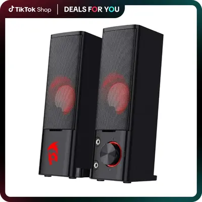 Redragon GS550 PC Audio Gaming Speakers, 2.0 Channel Desktop Computer Sound Bar with Compact Maneuverable Size, Headphone Jac...