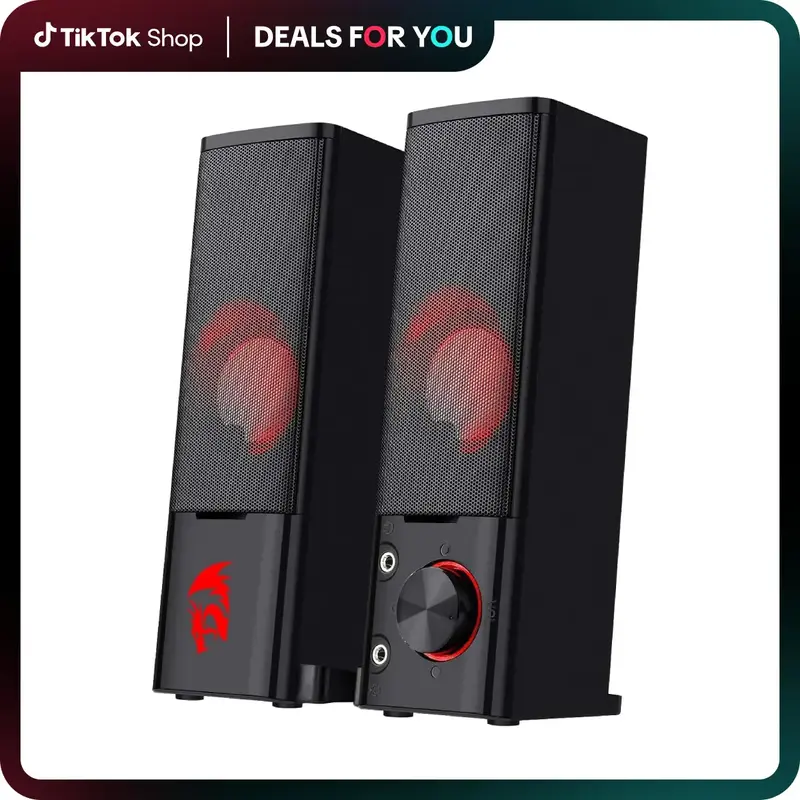 Redragon GS550 PC Audio Gaming Speakers, 2.0 Channel Desktop Computer Sound Bar with Compact Maneuverable Size, Headphone Jac...
