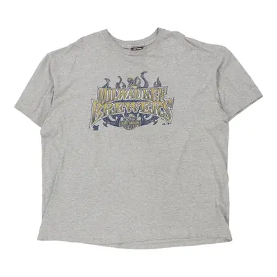 Milwaukee Brewers Harley Davidson MLB T-Shirt - 2XL Grey Cotton