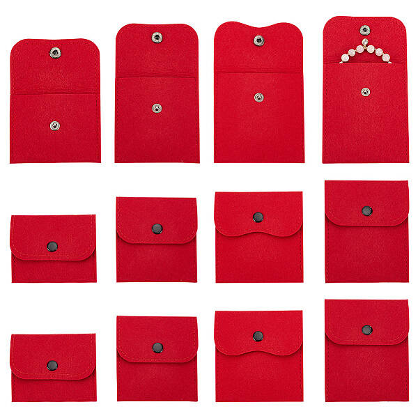 12Pcs 4 Styles Portable Felt Card Cover Bag
