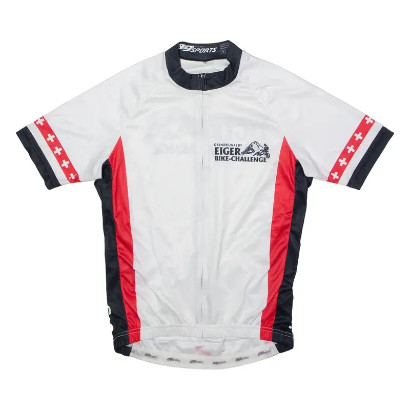 89 SPORTS Full Zip Cycling Mens Jersey White High Neck M