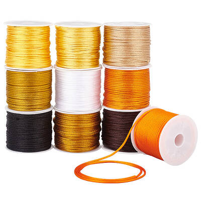 10 Rolls 10 Colors Round Polyester Rattail Satin Cord