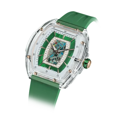 TSAR BOMBA Women's Quartz Watch | Green | Swiss Movement Wristwatch | Cubic Zirconia Mother of Pearl Dial | Waterproof Sapphi...