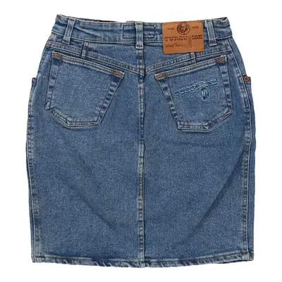 Turquoise Denim Skirt - 28W UK 8 Blue Cotton