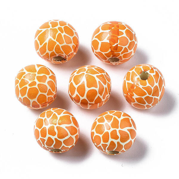 Painted Natural Wood European Beads