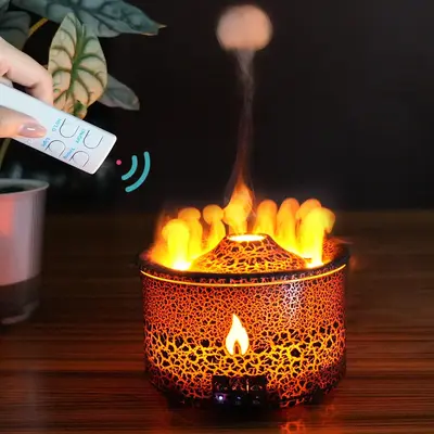 Volcano Crack Aromatherapy Machine for Home Decor, Flame Light Air Humidifier, Flavored Relaxation Air Diffuser, Ultrasonic E...