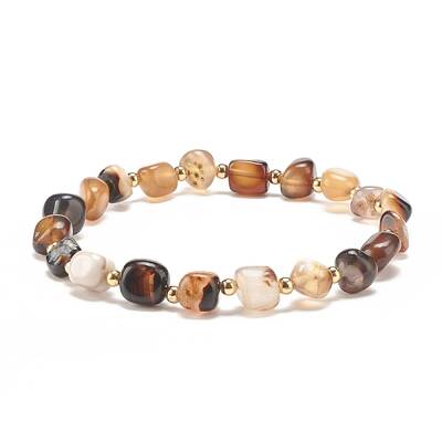 Natural Black Agate(Dyed) Round Beaded Stretch Bracelet