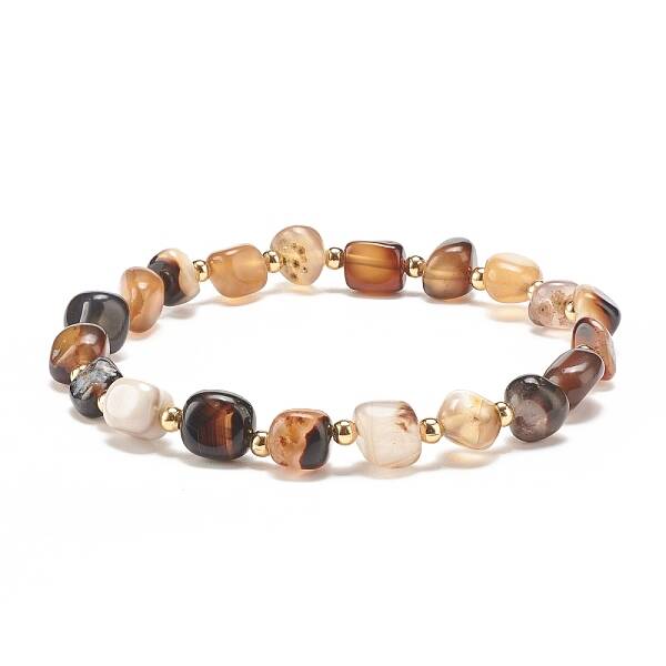 Natural Black Agate(Dyed) Round Beaded Stretch Bracelet