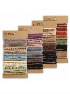 Colorblock High Stretch Hair Ties, Fashion Hair Accessories for Women & Girls, Minimalist Headwear Suitable for Thick Hair, F...