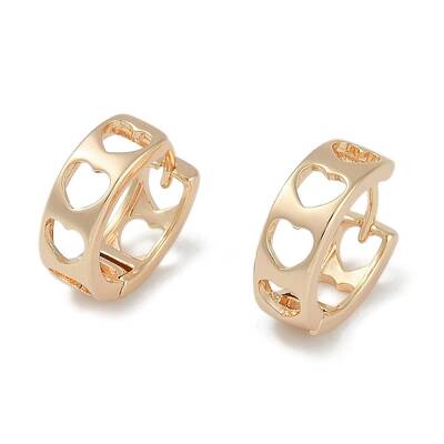 Hollow Heart Brass Hoop Earrings