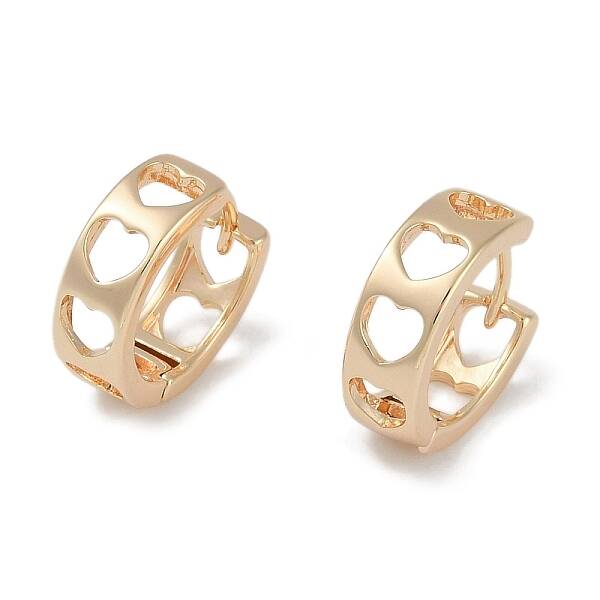 Hollow Heart Brass Hoop Earrings