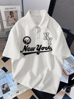 Men's Regular Fit New York Print Polo Shirt, Casual Short Sleeve Collared Top for Summer, Fashion Men's Clothes for Daily Wea...