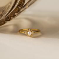 Vintage Pave Pearl Ring by Caitlyn Minimalist - Dainty Pearl and Diamond Engagement Ring - Art Deco Jewelry - Anniversary Gif...