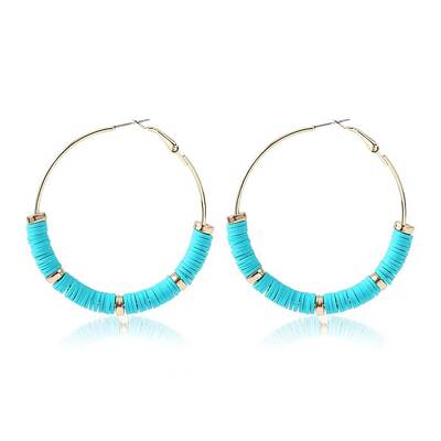 Bohemia Style Colorful Clay Beads Hoop Earrings