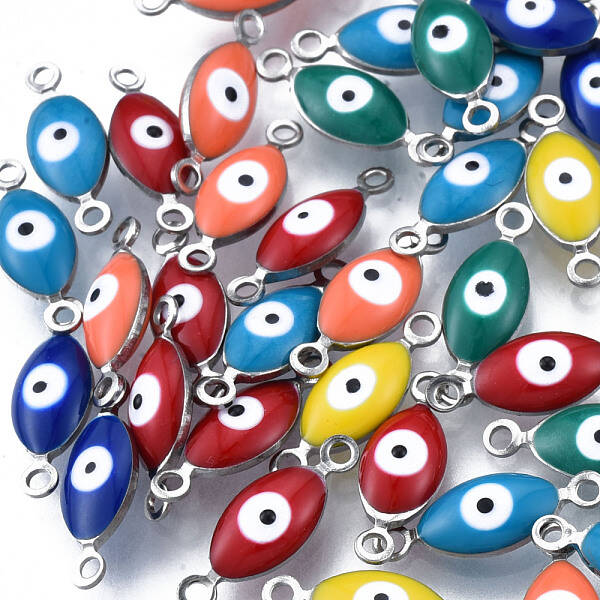 304 Stainless Steel Enamel Connector Charms