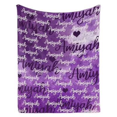 Purple Render Gradation Personalized Name Blanket - Aperturee