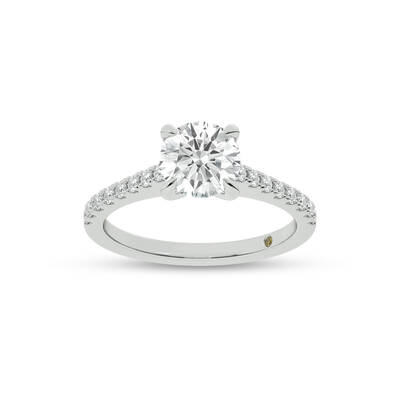 Destiny Half Coverage Round Lab Diamond Engagement Ring | 18K White Gold 2 7/8 CT. TW.