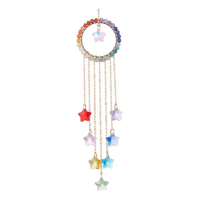 Wire Wrapped Natural Gemstone Ring Pendant Decorations