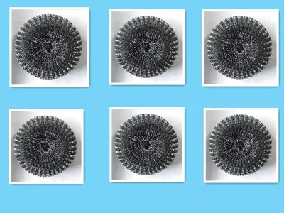 Kitchen Soap Dispensing Palm Brush Cleaner Push-type Brush Kitchen Detergent Tools | style: Steel ball 6pcs