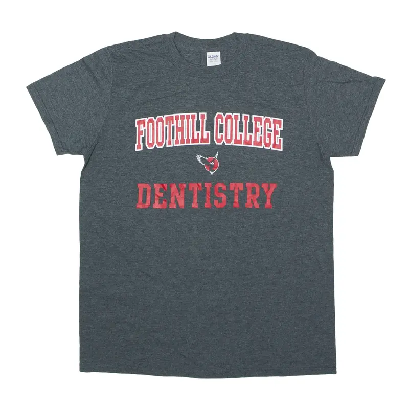 GILDAN Foothill College Dentistry USA T-Shirt Grey Short Sleeve Mens M