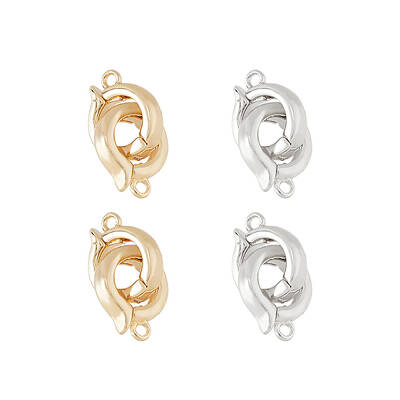 4Pcs 2 Colors Brass Double Fold Over Clasps