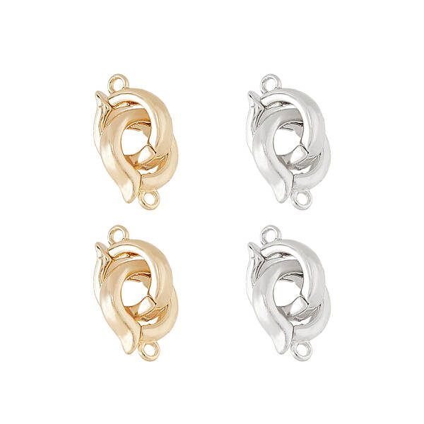 4Pcs 2 Colors Brass Double Fold Over Clasps