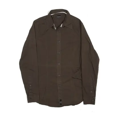CALVIN KLEIN Plain Shirt Brown Long Sleeve Mens M