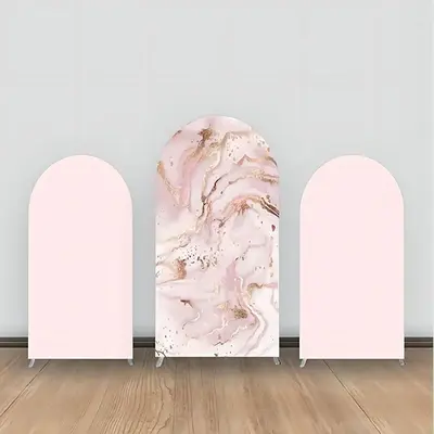 Pink Gold Marble Texture Arch Backdrop Kit For Party - Aperturee