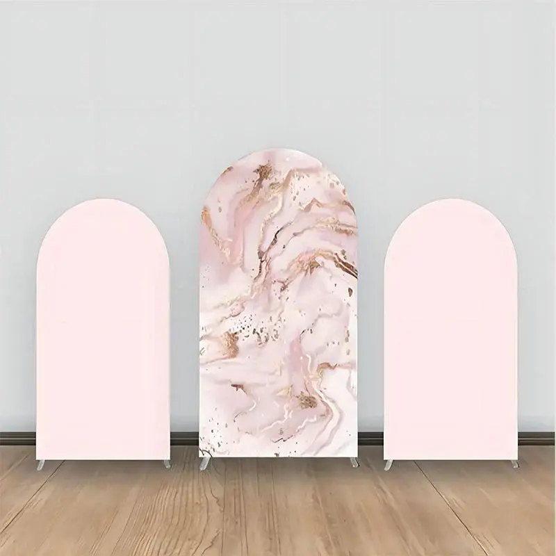 Pink Gold Marble Texture Arch Backdrop Kit For Party - Aperturee