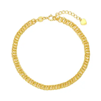 18K Gold Interlocking - Ring Chain Bracelet