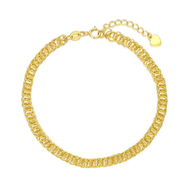 18K Gold Interlocking - Ring Chain Bracelet