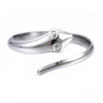 Non-Tarnish 304 Stainless Steel Snake Wrap Open Cuff Ring for Women