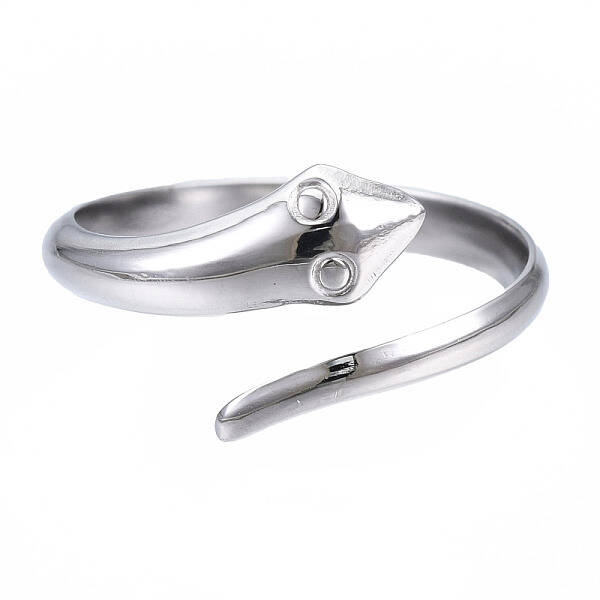Non-Tarnish 304 Stainless Steel Snake Wrap Open Cuff Ring for Women