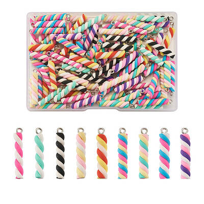 90Pcs 9 Colors Handmade Polymer Clay Pendants
