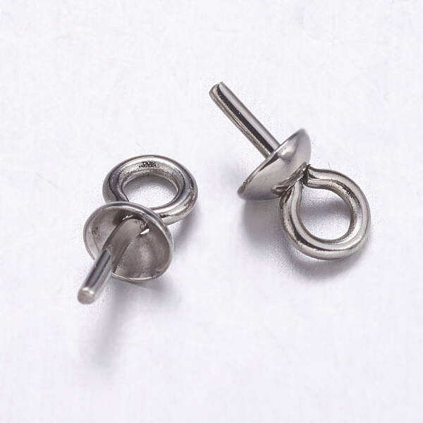304 Stainless Steel Cup Pearl Peg Bails Pin Pendants