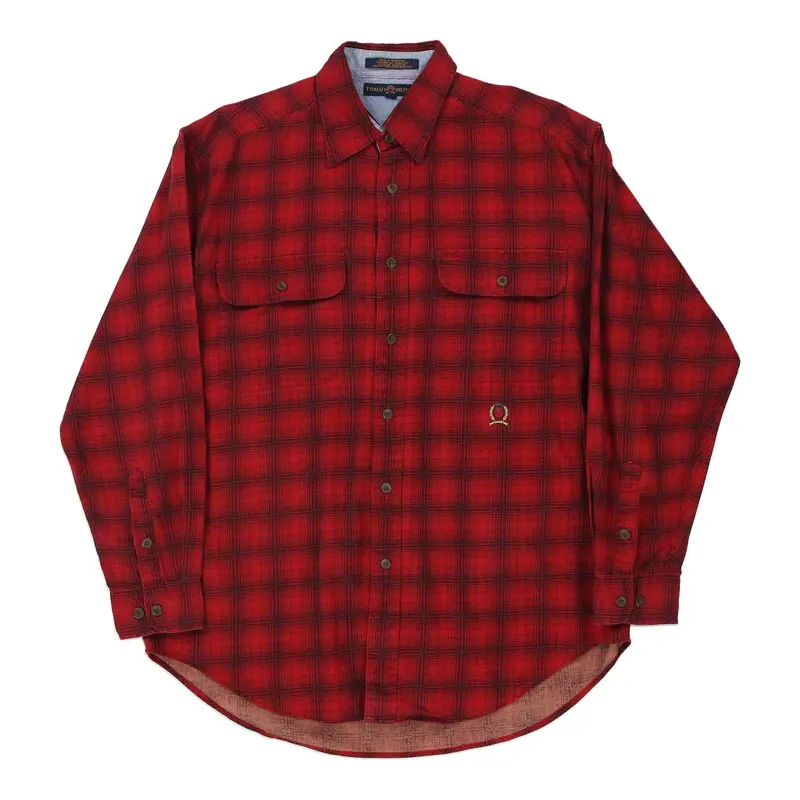 Tommy Hilfiger Checked Flannel Shirt - Medium Red Cotton