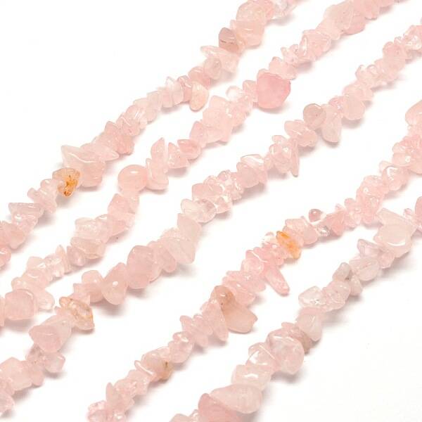 Natural Rose Quartz Chip Bead Strands