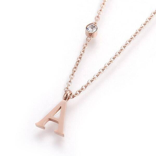 304 Stainless Steel Initial Pendant Necklaces